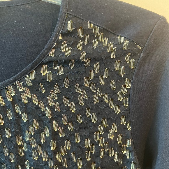 GERARD DAREL Women's Navy and Gold Patterned Top - Picture 4 of 10